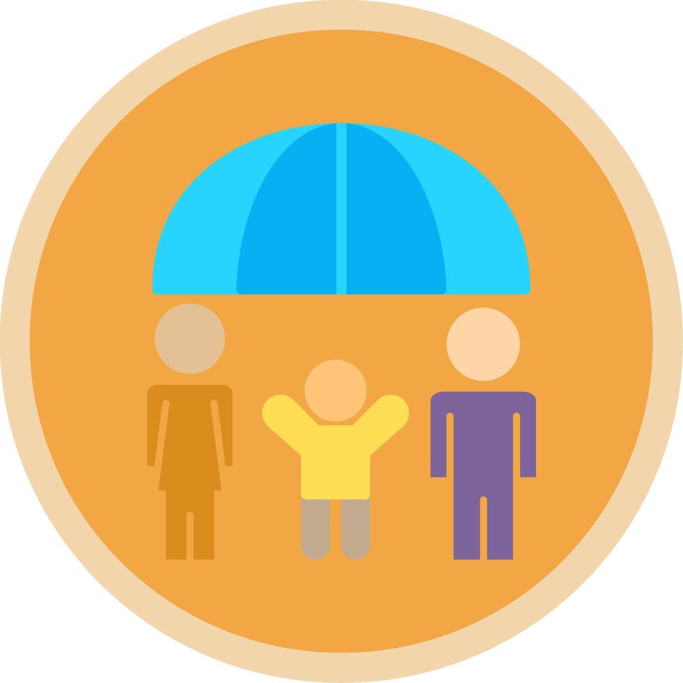 Family Health Insurance Flat Multi Circle Icon vector
