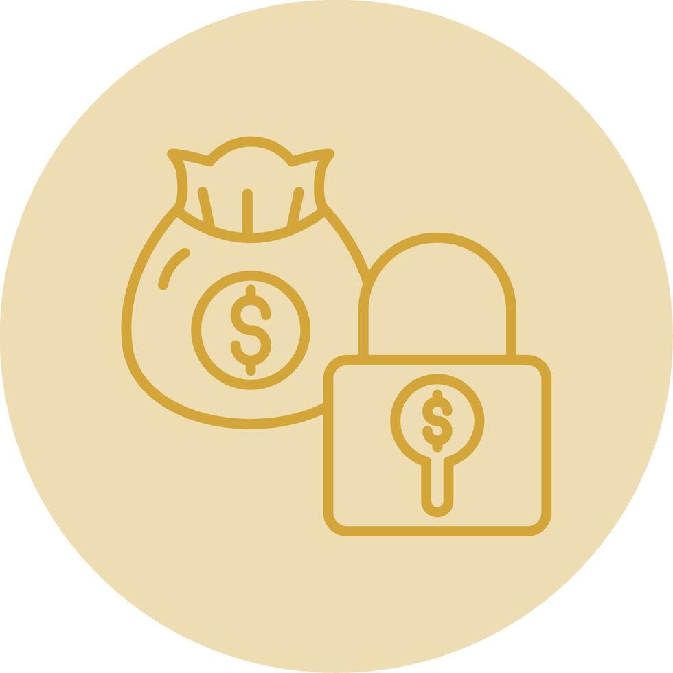 Secure Payment Line Yellow Circle Icon vector