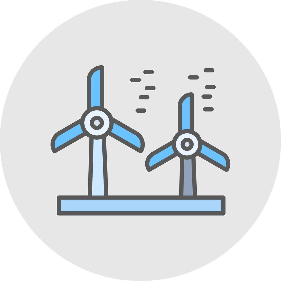 Wind Turbine Line Filled Light Icon vector