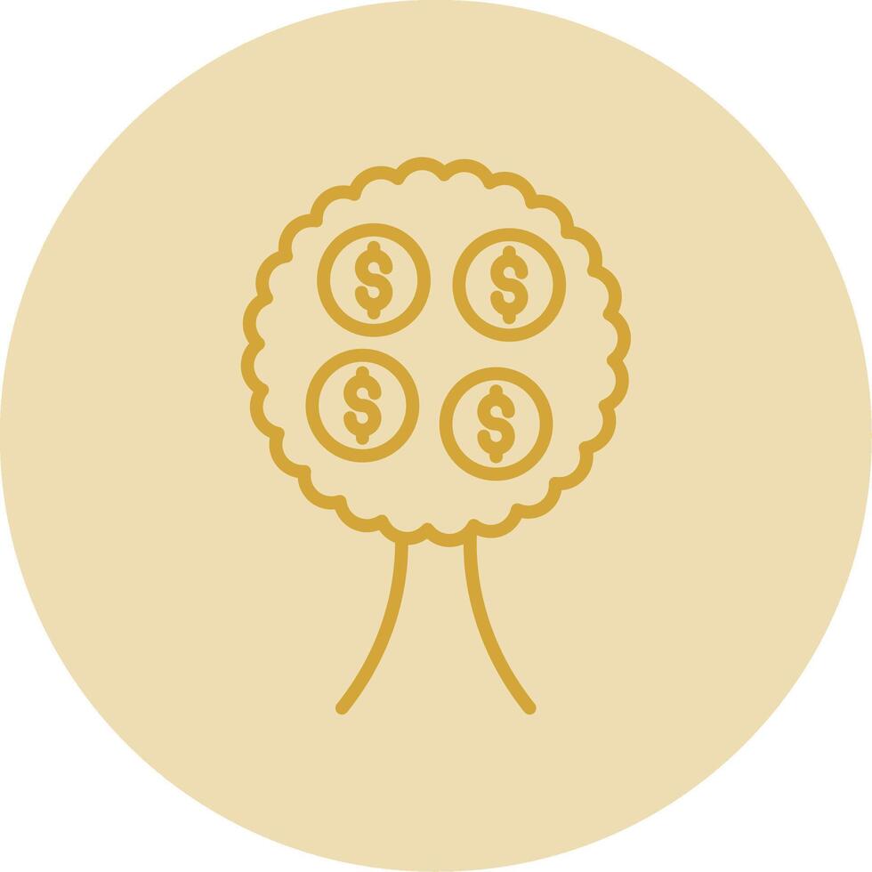 Money Tree Line Yellow Circle Icon vector