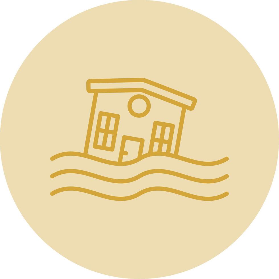Flooded House Line Yellow Circle Icon vector