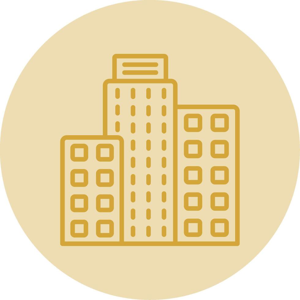 Building Line Yellow Circle Icon vector