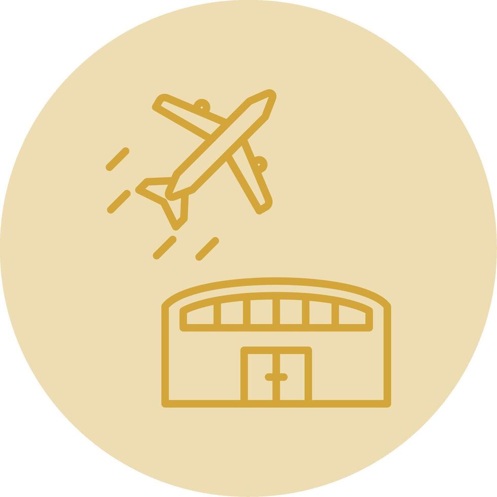 Airport Line Yellow Circle Icon vector