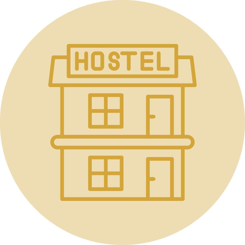 Hostel Line Yellow Circle Icon vector