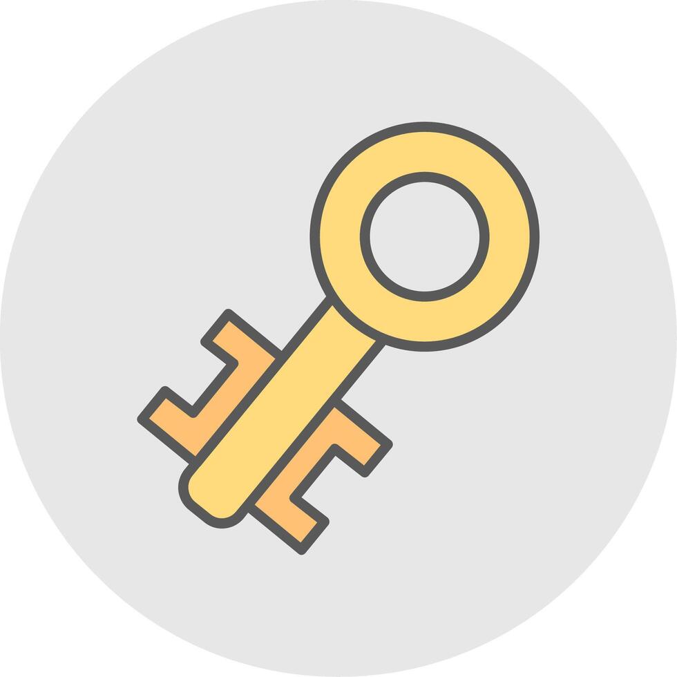 Old Key Line Filled Light Icon vector