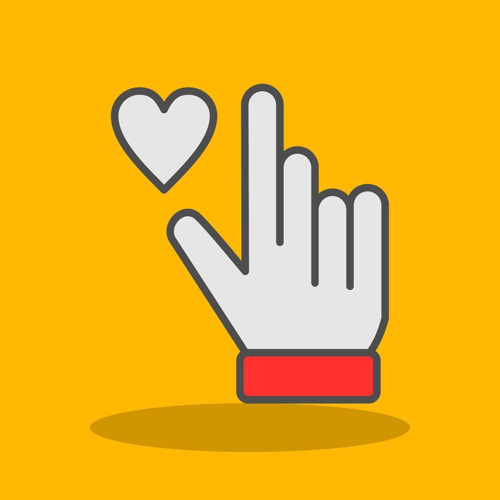 Hand Heart Filled Shadow Icon vector
