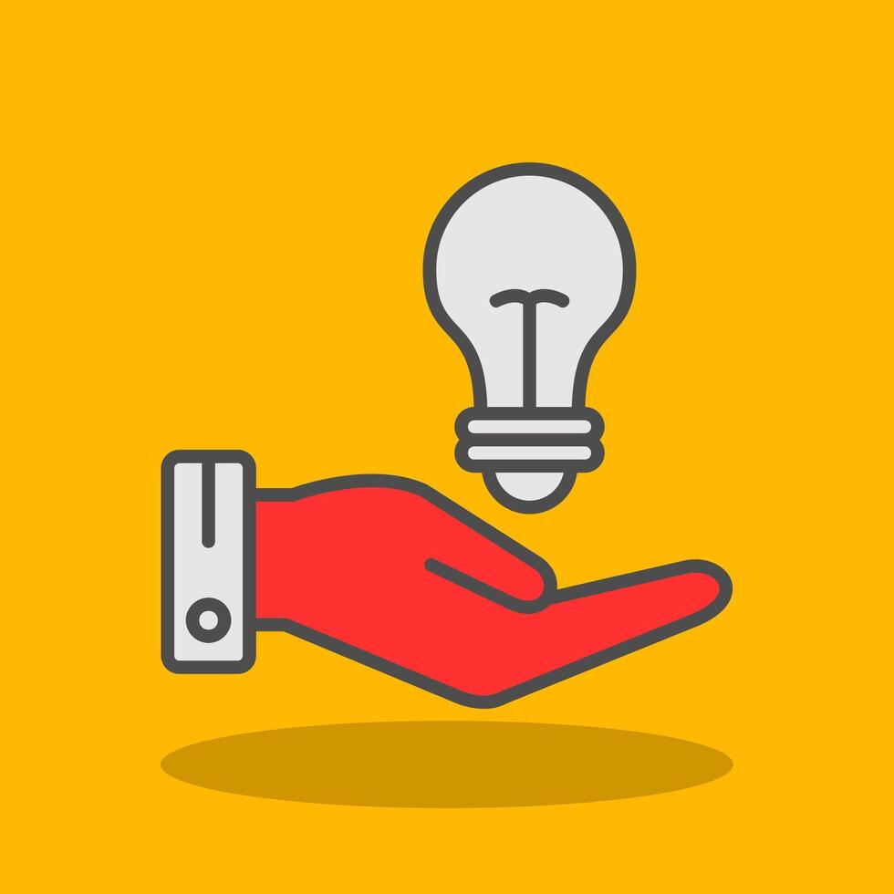 Hand Lightbulb Filled Shadow Icon vector