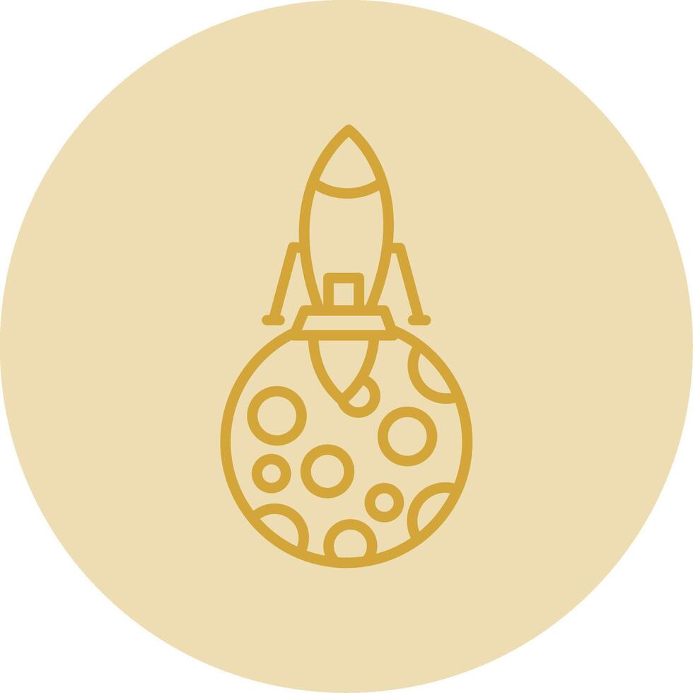 Moon Landing Line Yellow Circle Icon vector