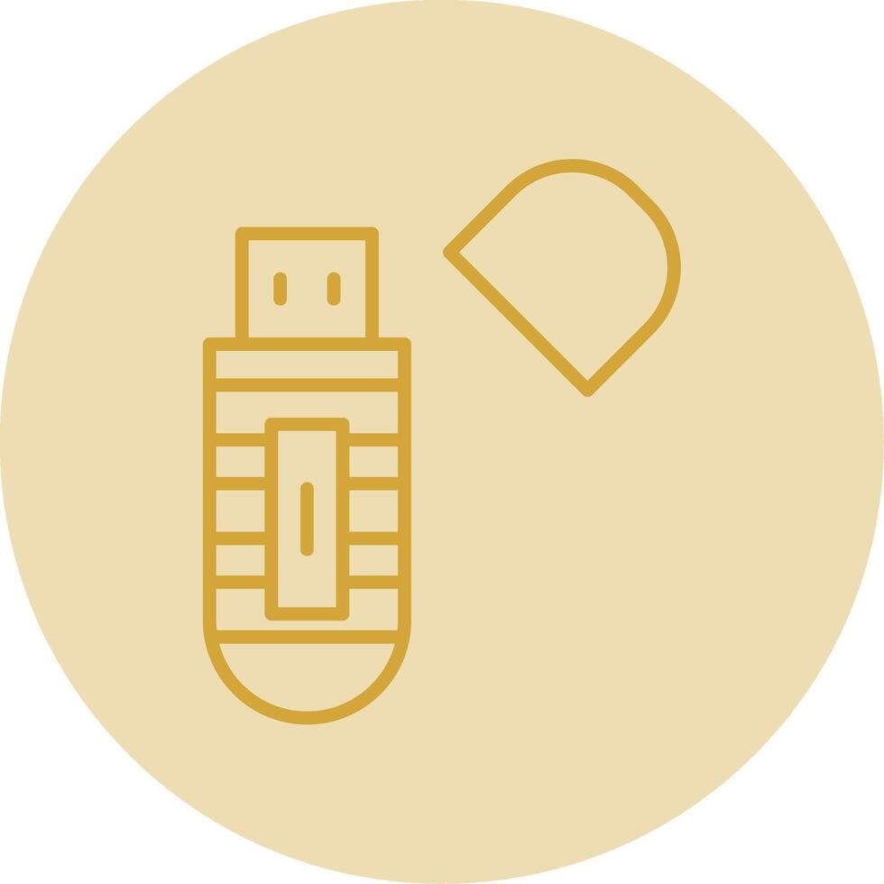 Usb Stick Line Yellow Circle Icon vector
