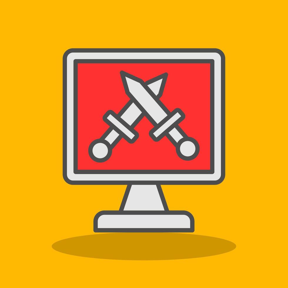 Monitor Screen Filled Shadow Icon vector