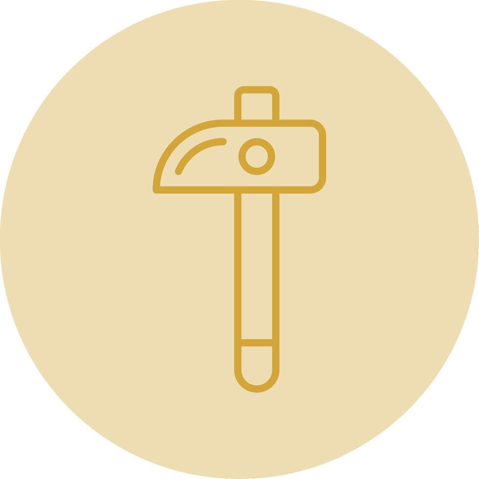 martillo línea amarillo circulo icono vector