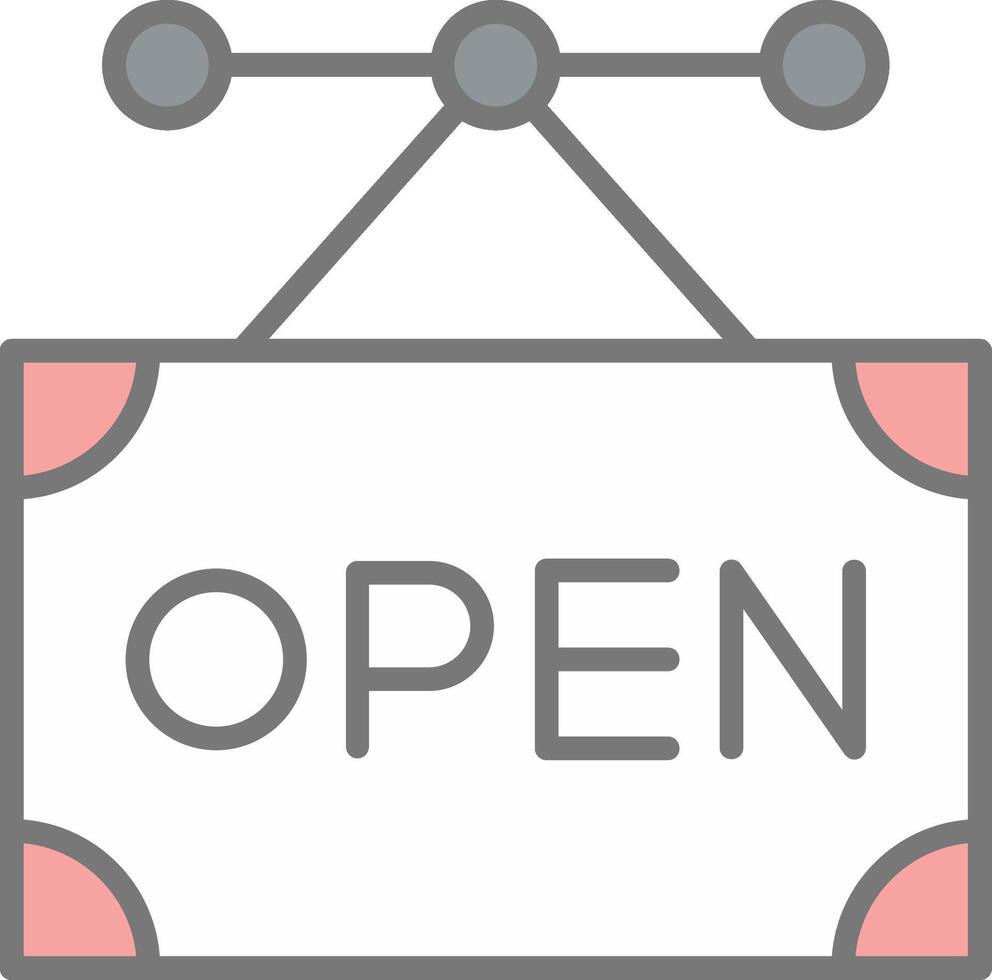 Open Sign Line Filled Light Icon vector