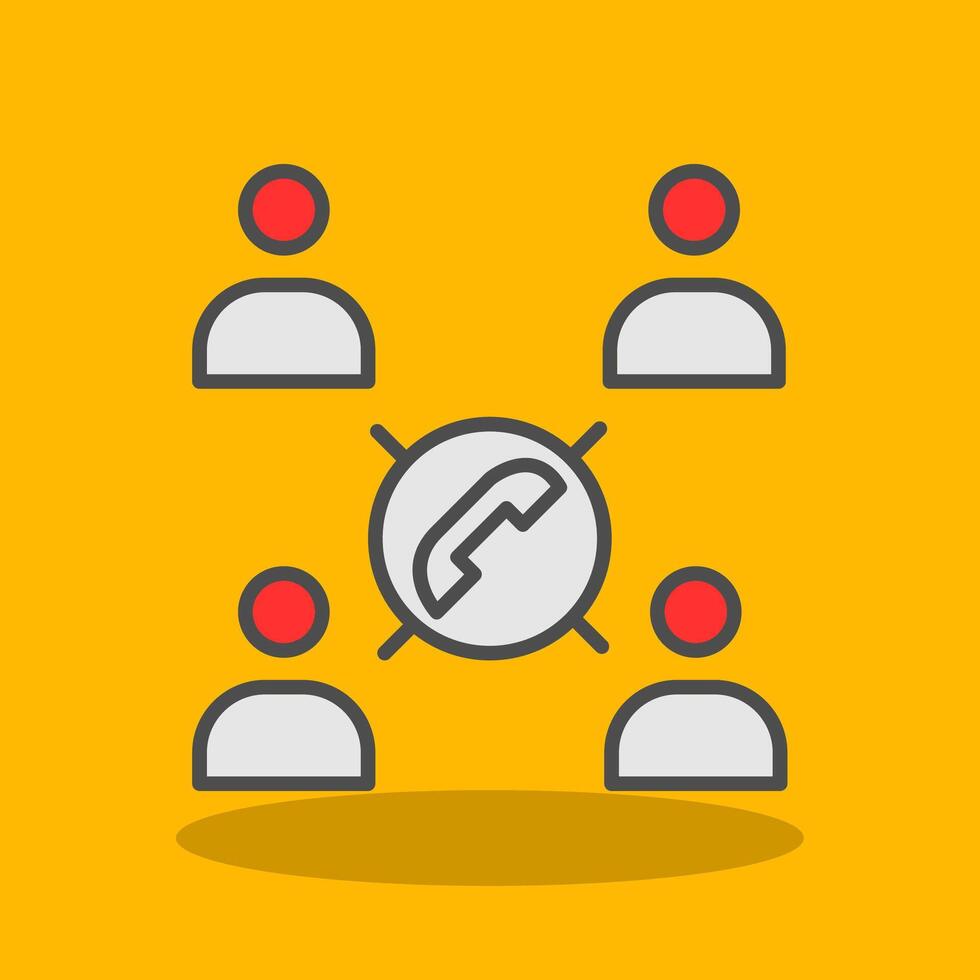 Conference Call Filled Shadow Icon vector