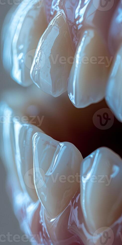 An image of teeth as tools for smiling and living, A close up of a person's teeth with a white filling photo