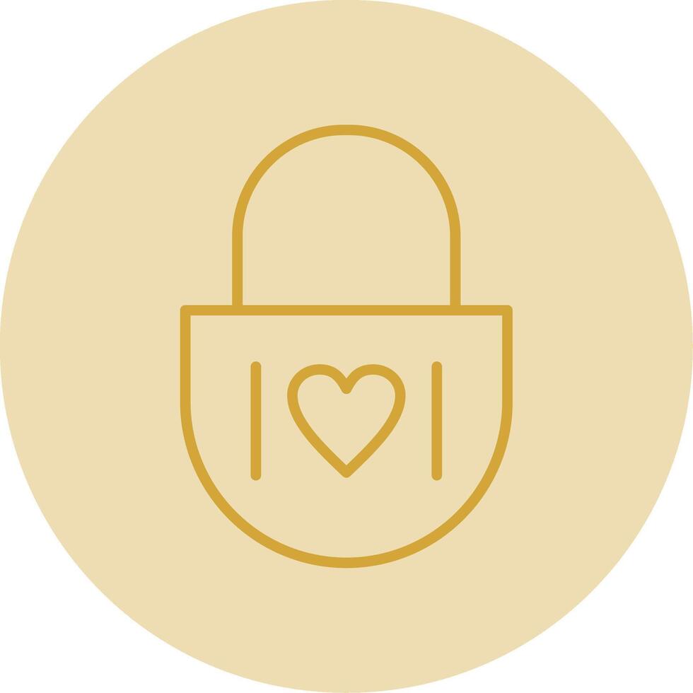 Heart Lock Line Yellow Circle Icon vector