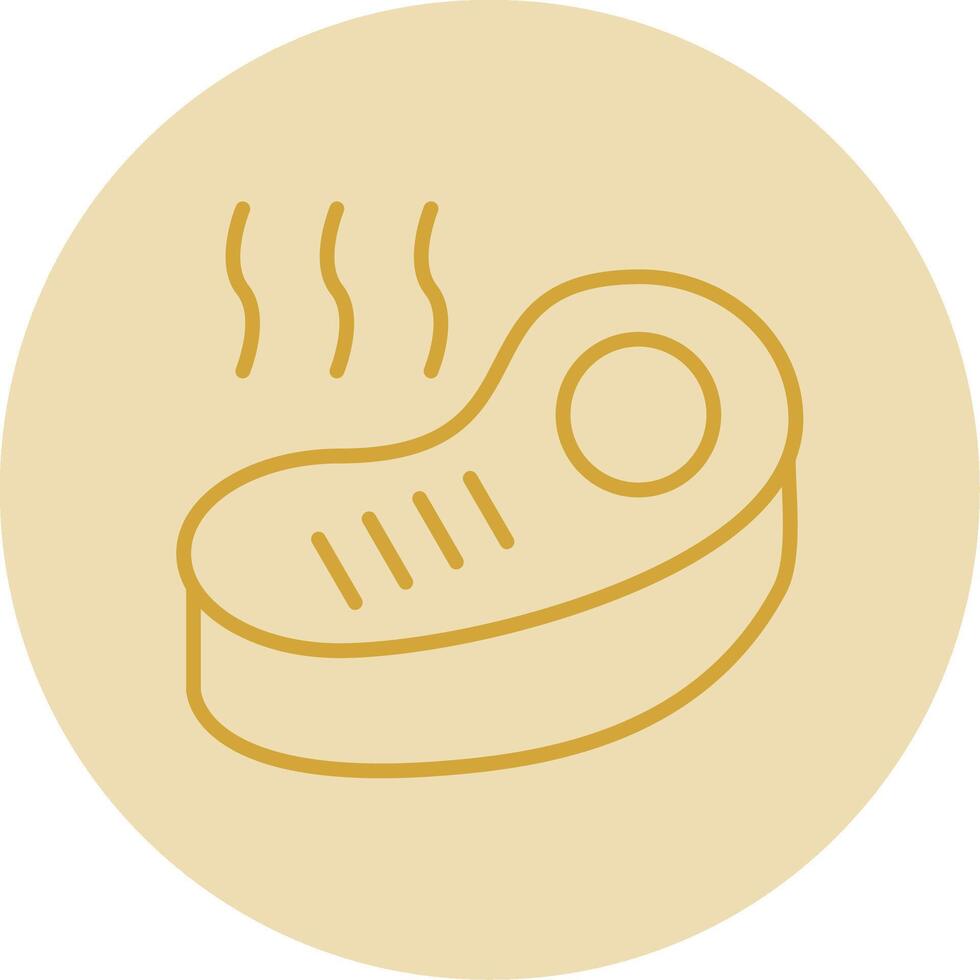 Steak Line Yellow Circle Icon vector