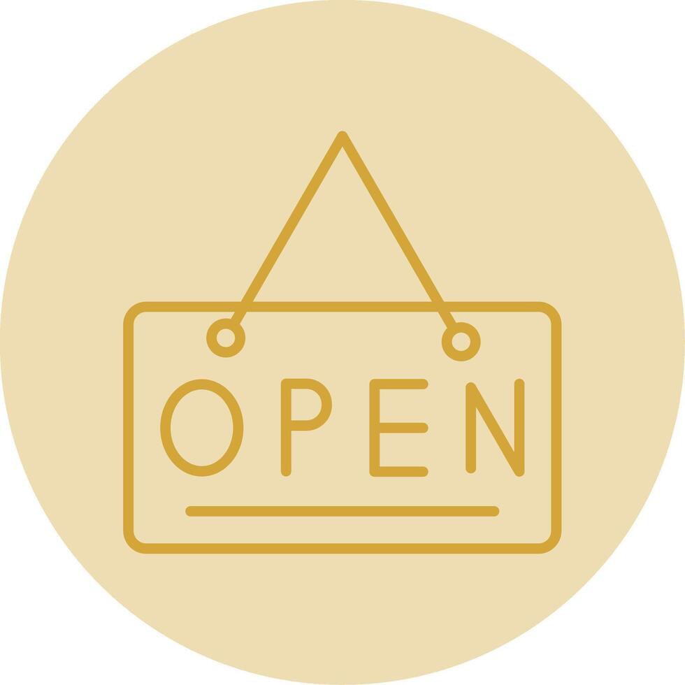 Open Sign Line Yellow Circle Icon vector