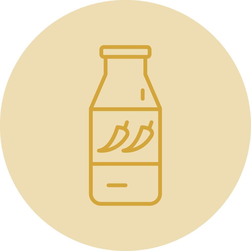 Chilli Sauce Line Yellow Circle Icon vector