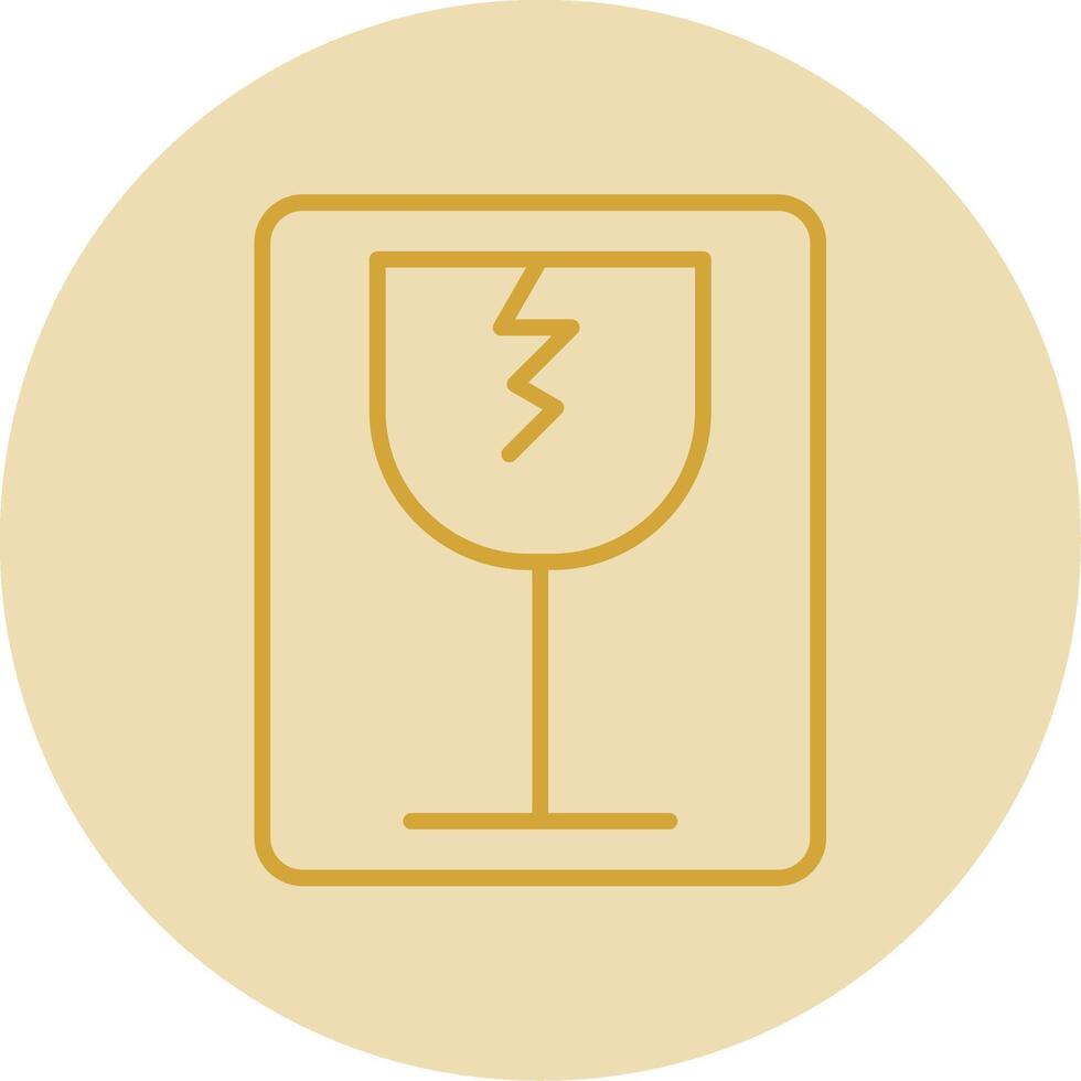 Fragile Line Yellow Circle Icon vector