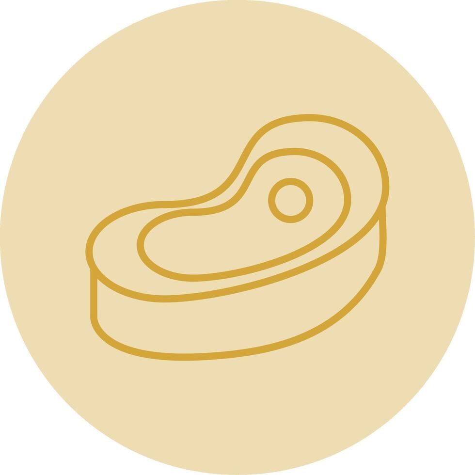 crudo carne línea amarillo circulo icono vector