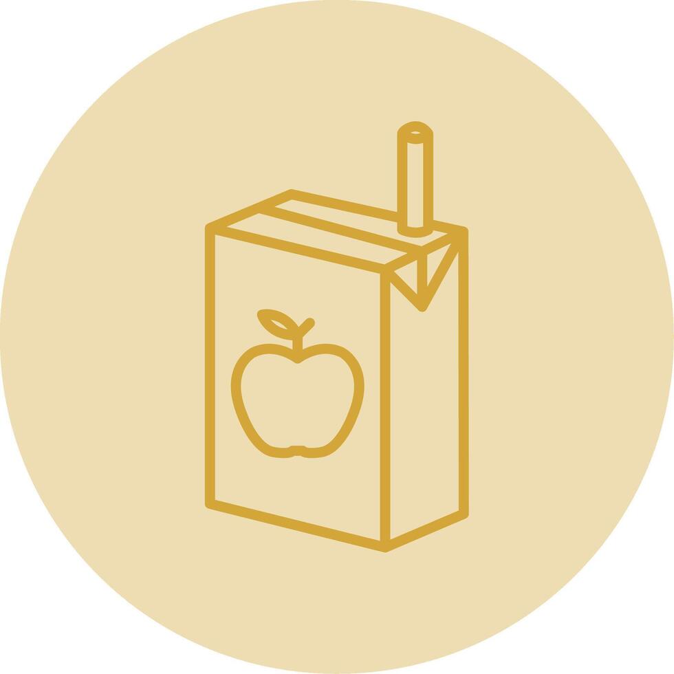 Juice Box Line Yellow Circle Icon vector