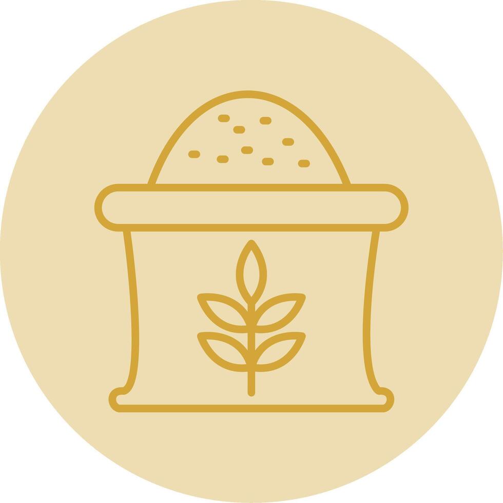 Wheat Sack Line Yellow Circle Icon vector