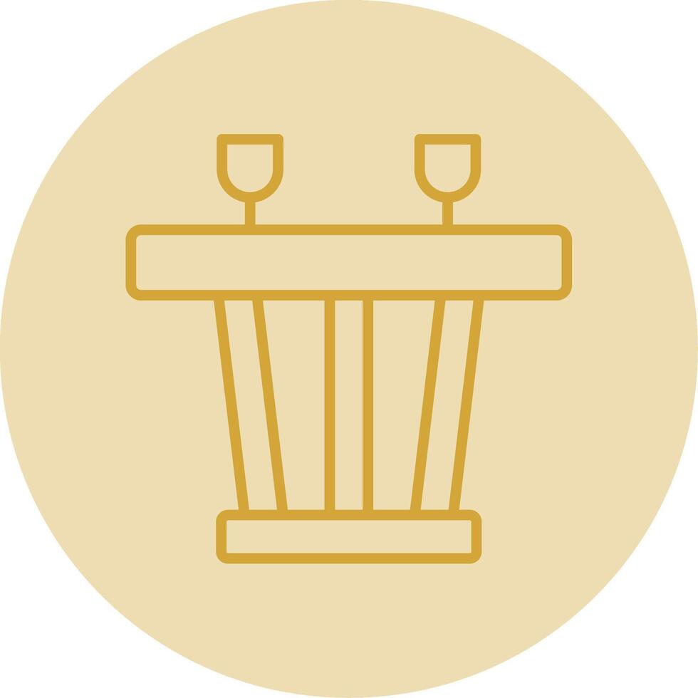 Dining Table Line Yellow Circle Icon vector