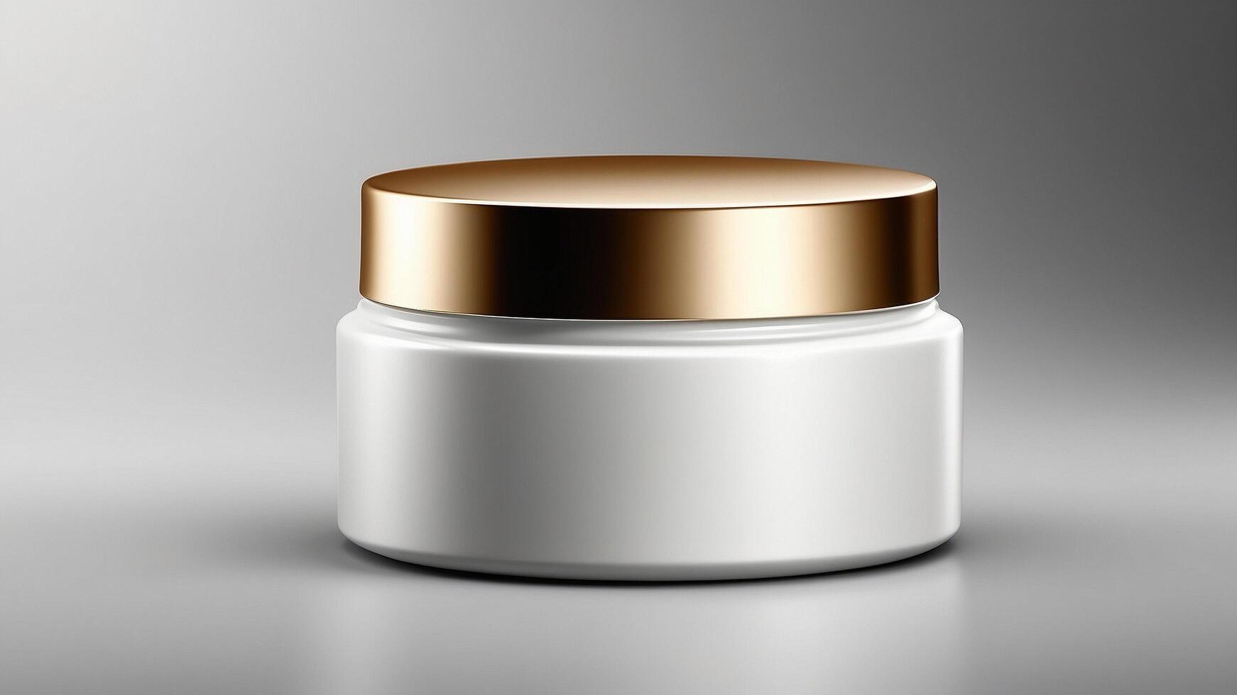 Sophisticated White Moisturizer Jar with Polished Gold Lid photo