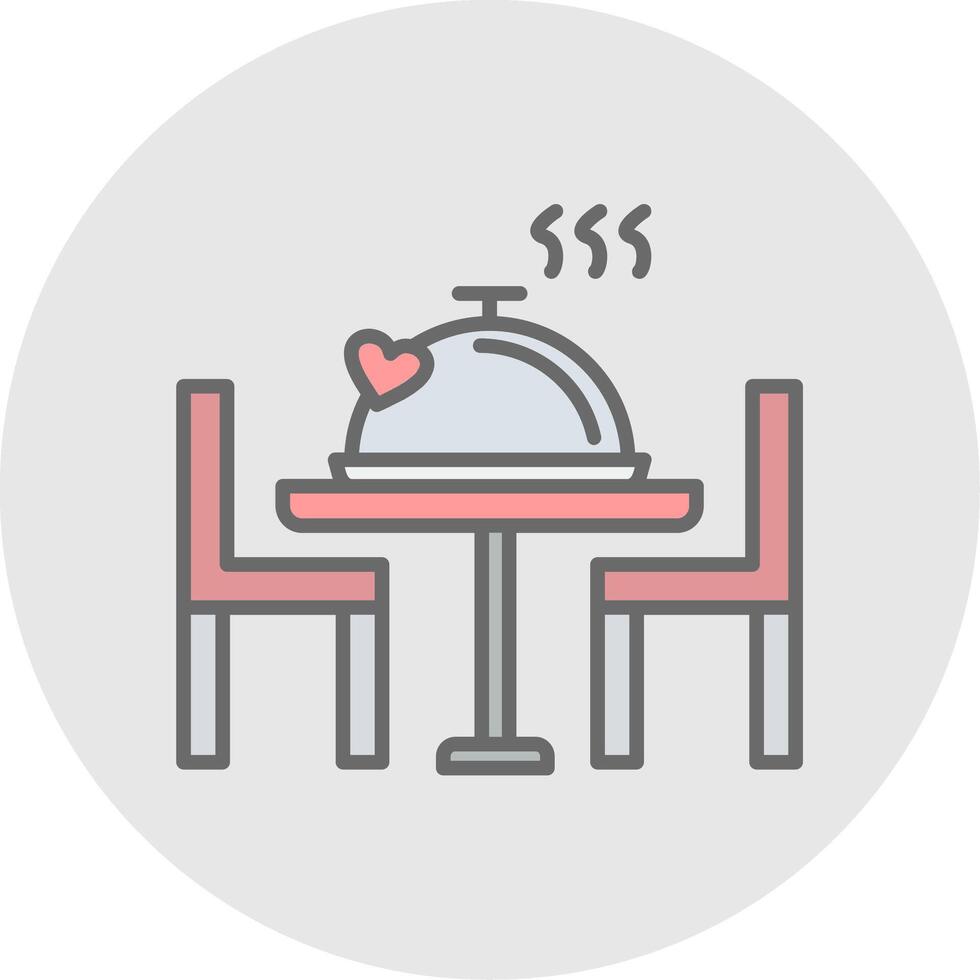 Romantic Dinner Line Filled Light Icon vector