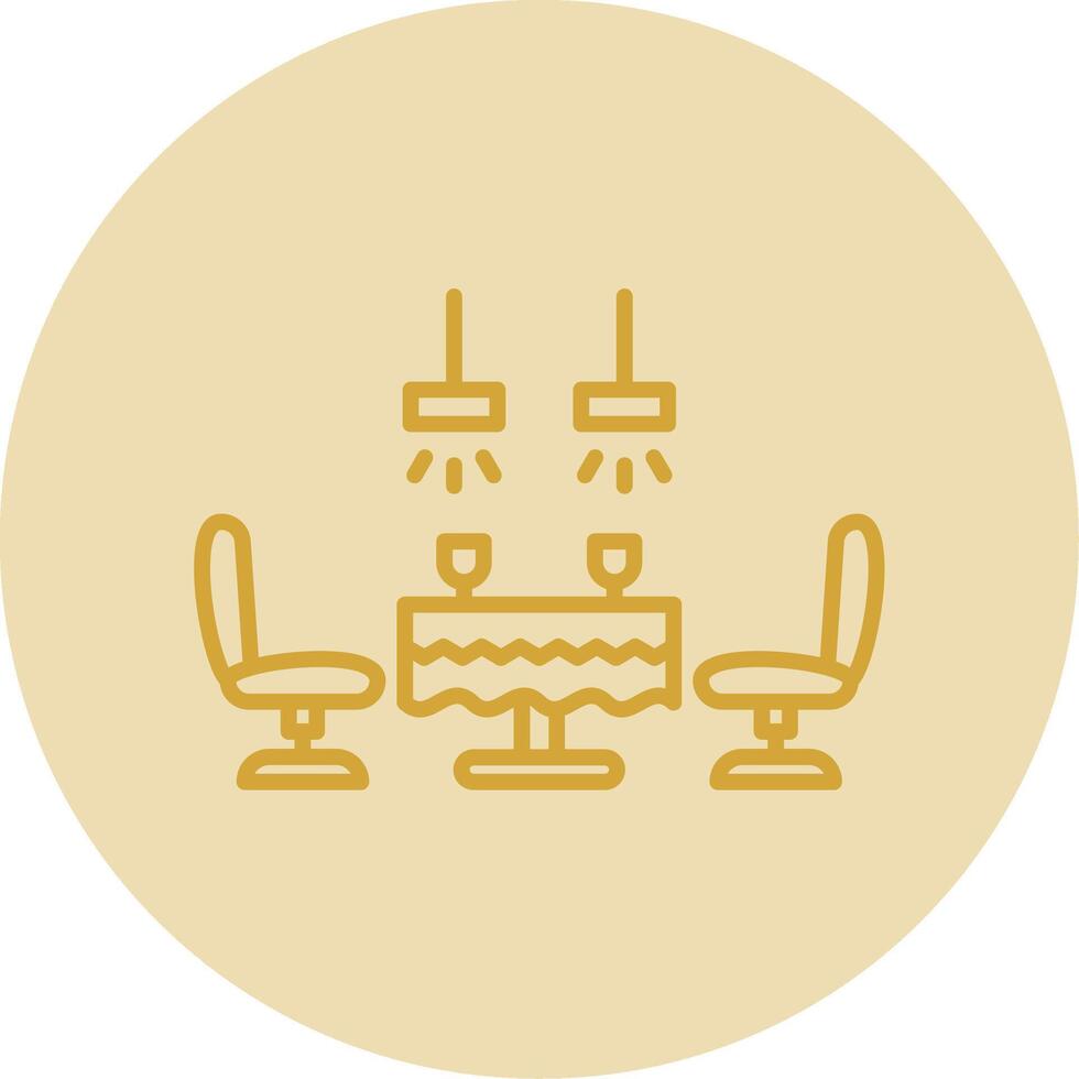 Dining Table Line Yellow Circle Icon vector