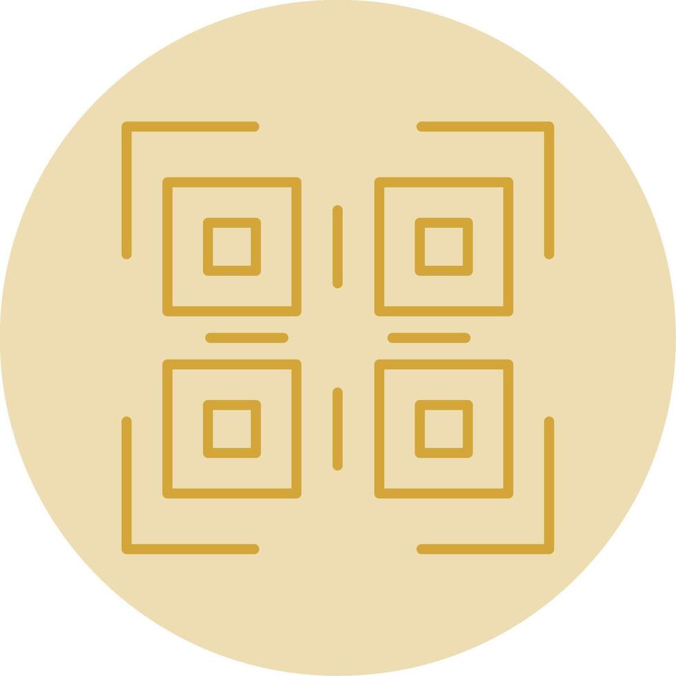 Qr Code Line Yellow Circle Icon vector