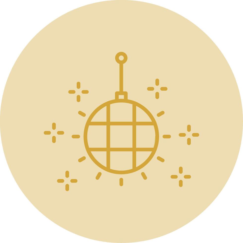 Disco Ball Line Yellow Circle Icon vector