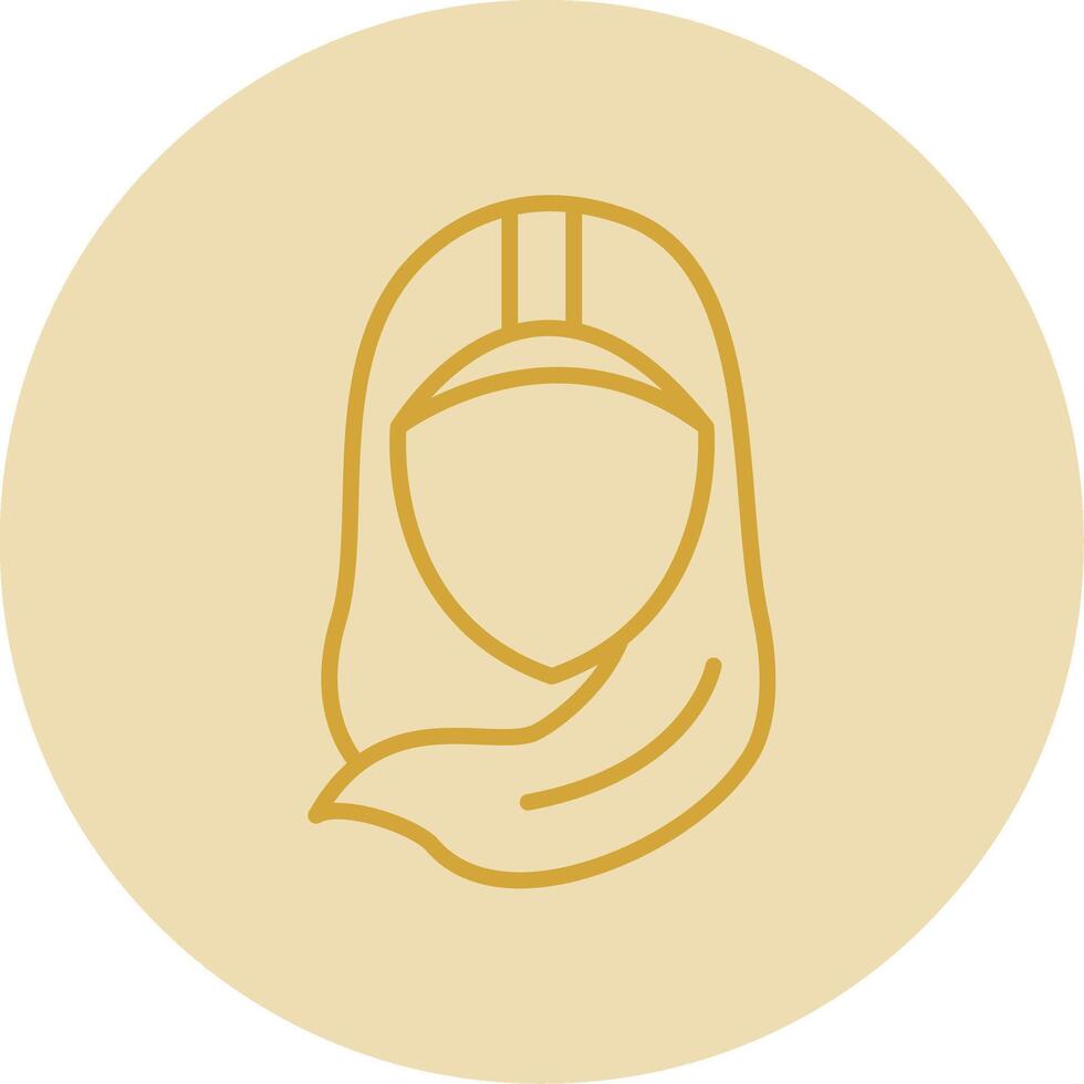 Hijab Line Yellow Circle Icon vector