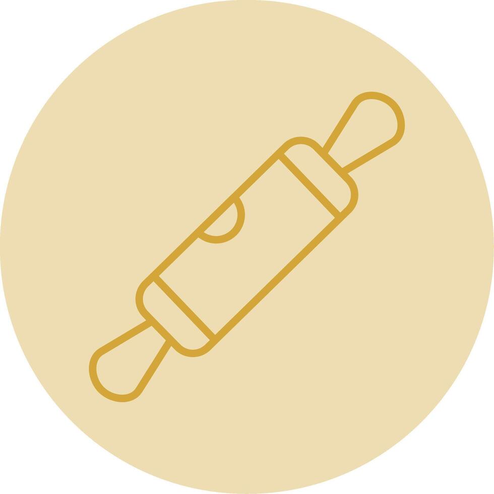 Rolling Pin Line Yellow Circle Icon vector