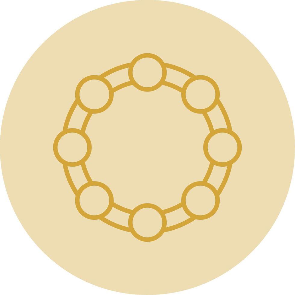 Tambourine Line Yellow Circle Icon vector