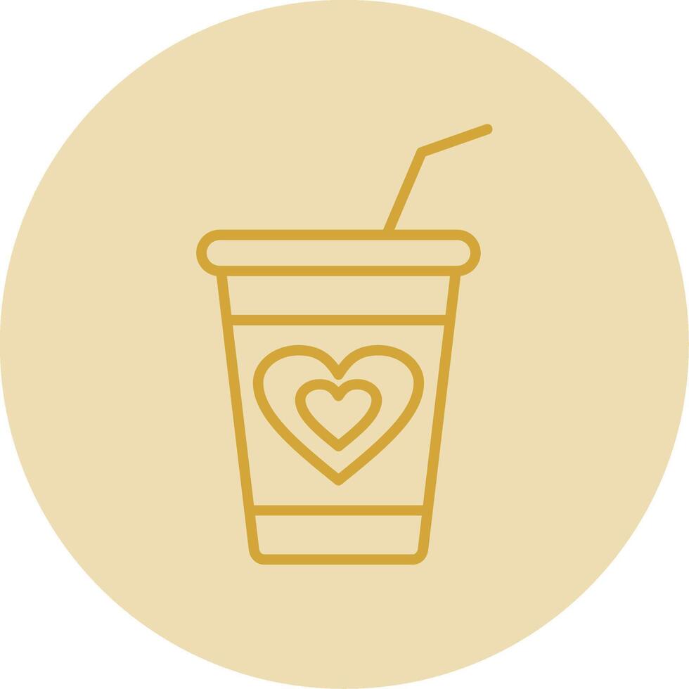 Milkshake Line Yellow Circle Icon vector