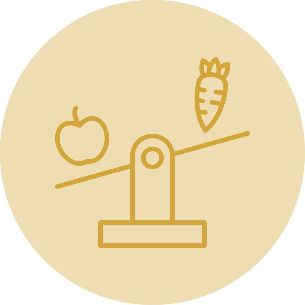 Balanced Diet Line Yellow Circle Icon vector