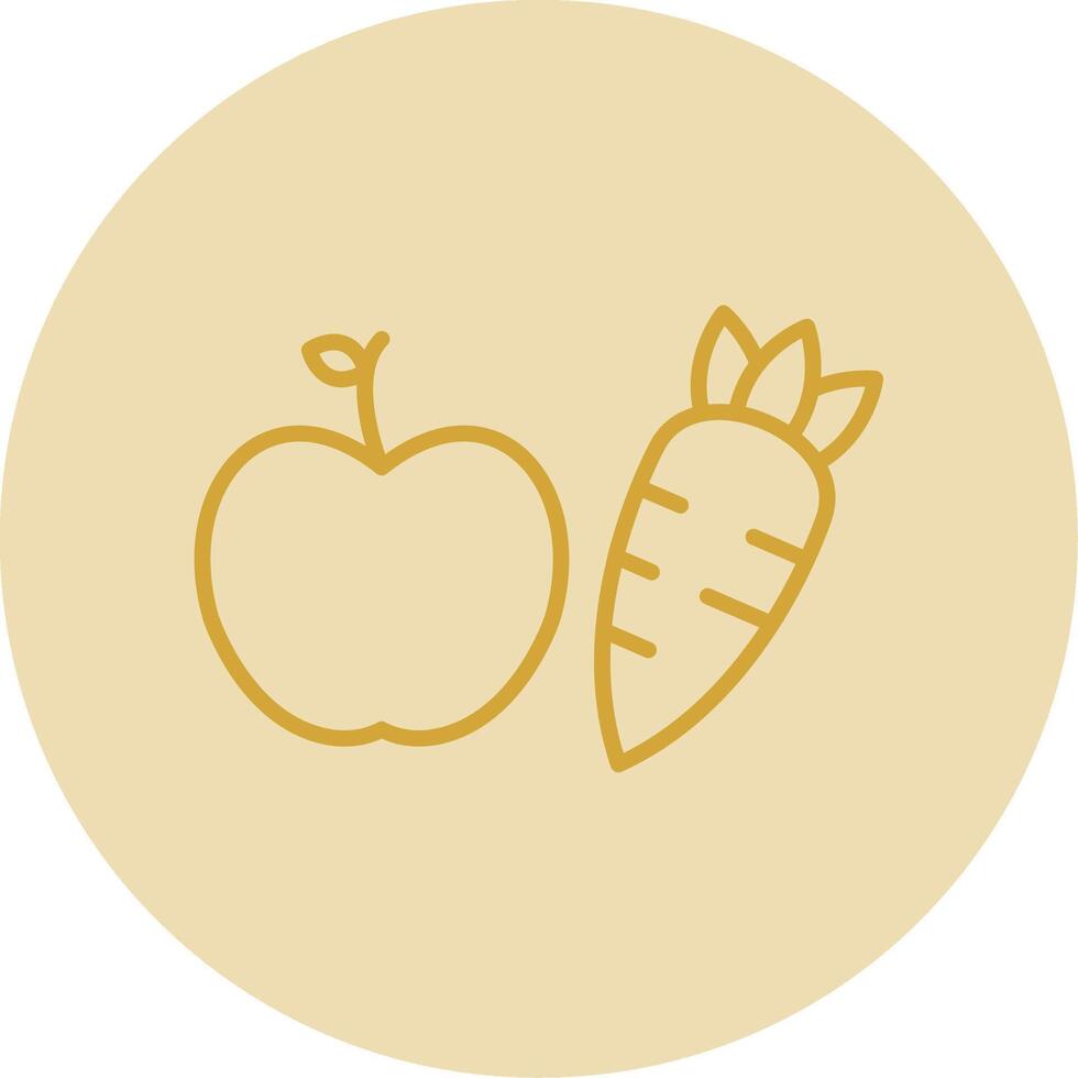 Healthy Eating Line Yellow Circle Icon vector