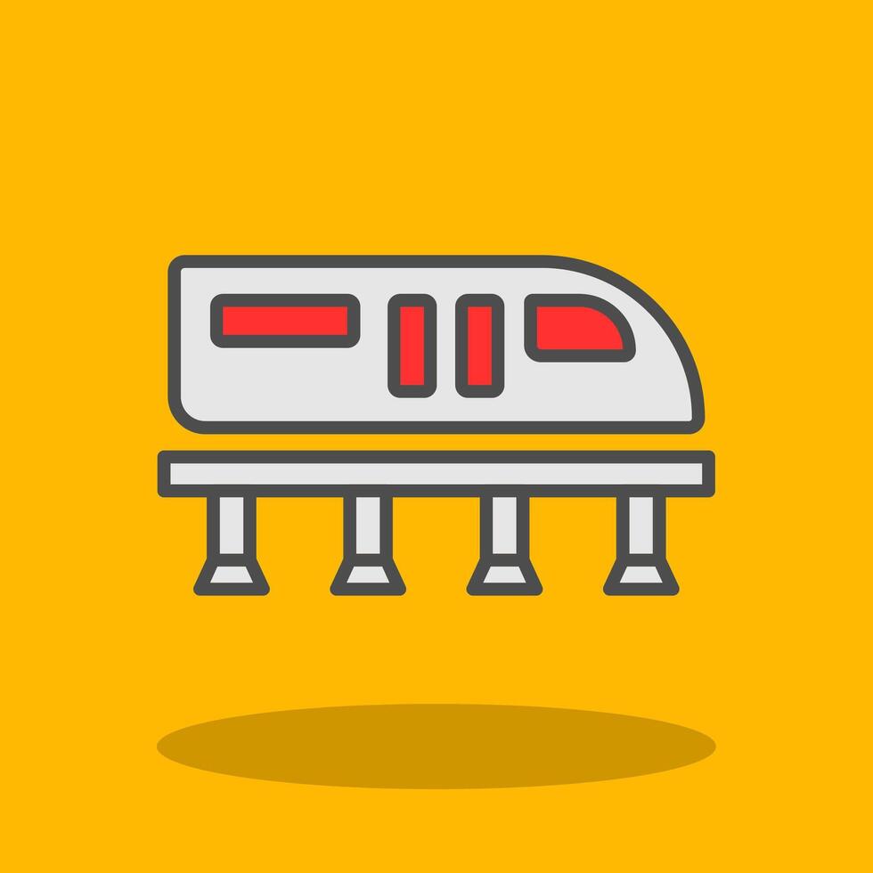 Monorail Filled Shadow Icon vector