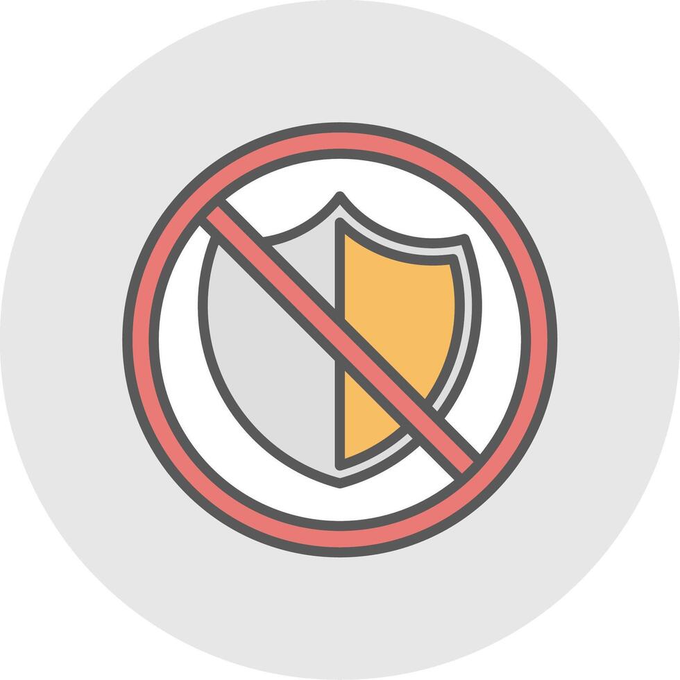 No Security Line Filled Light Icon vector