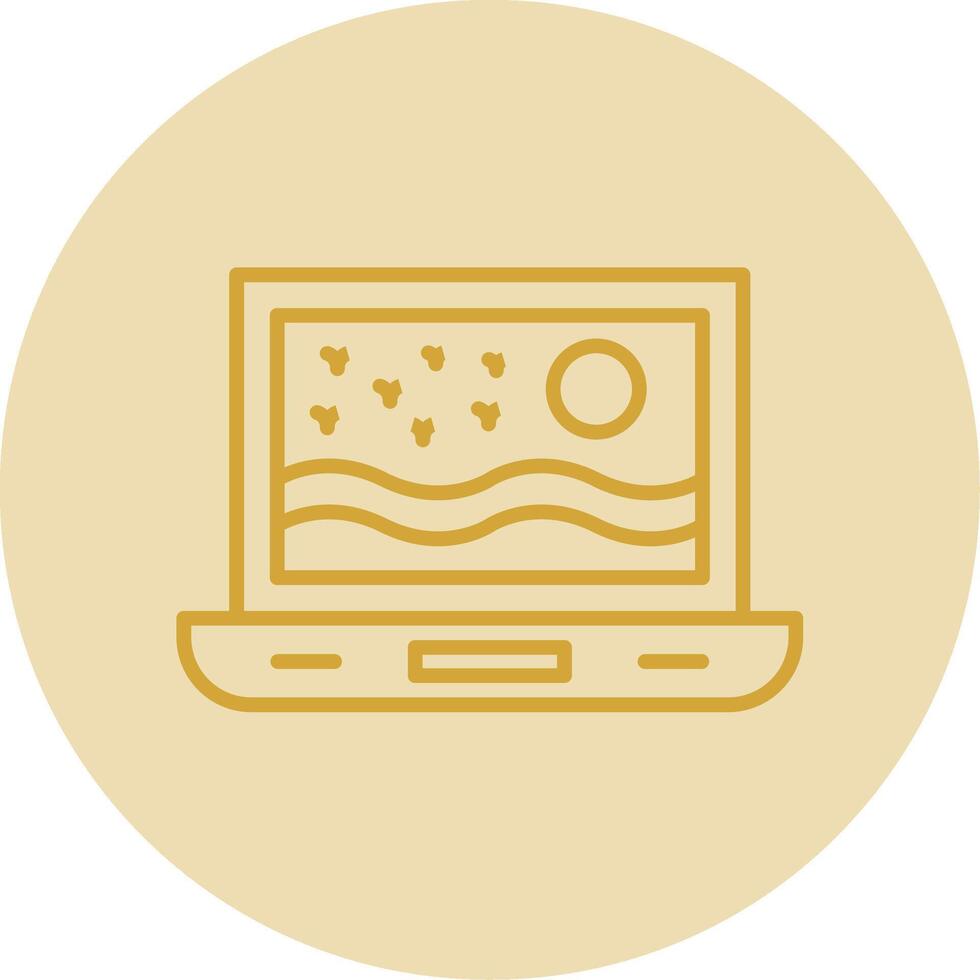 Laptop Line Yellow Circle Icon vector