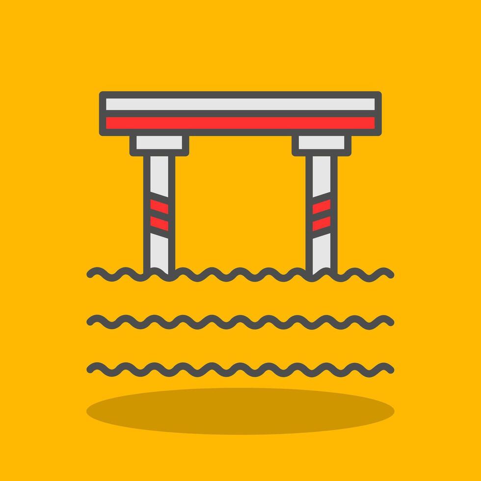 Bridge Filled Shadow Icon vector