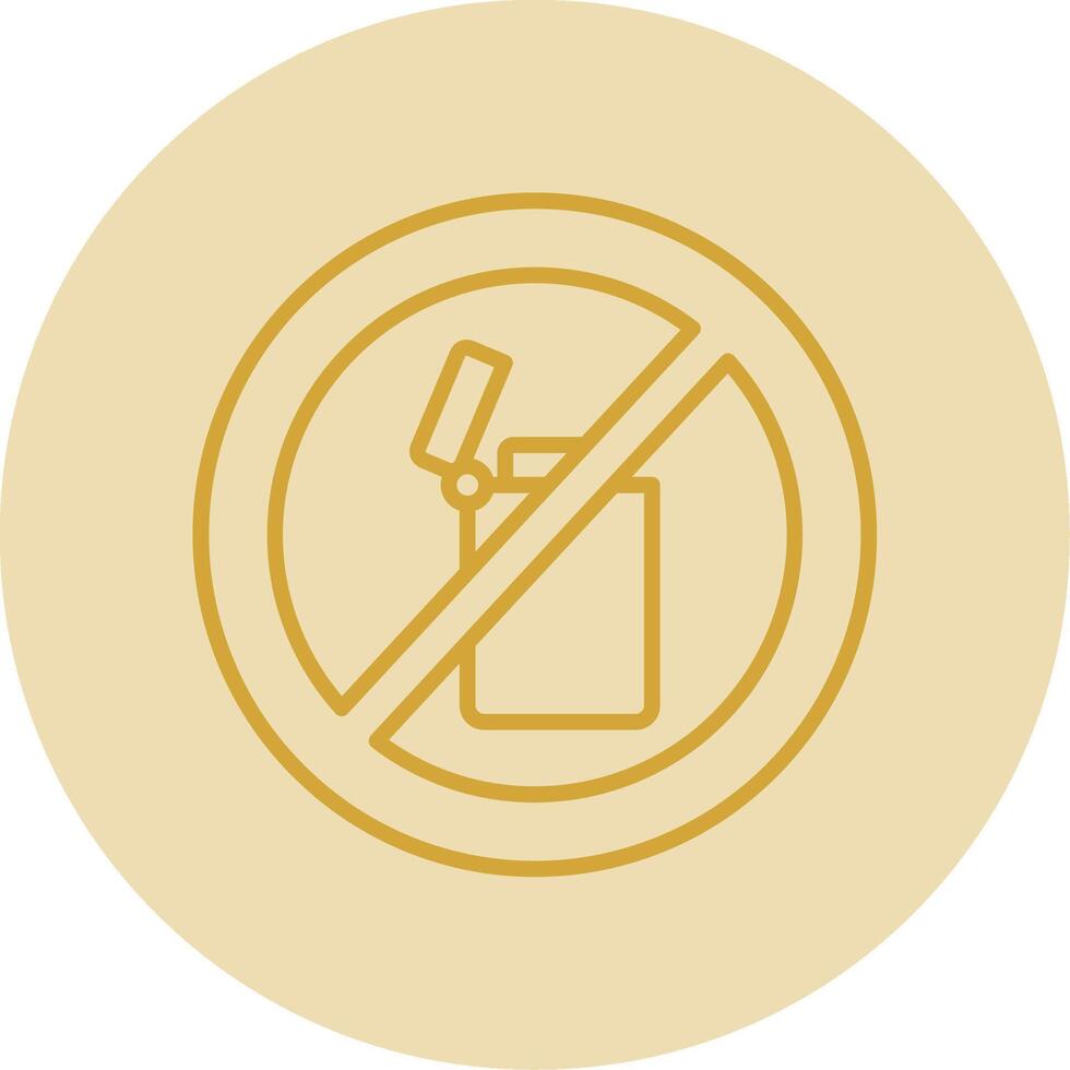 No Lighter Line Yellow Circle Icon vector