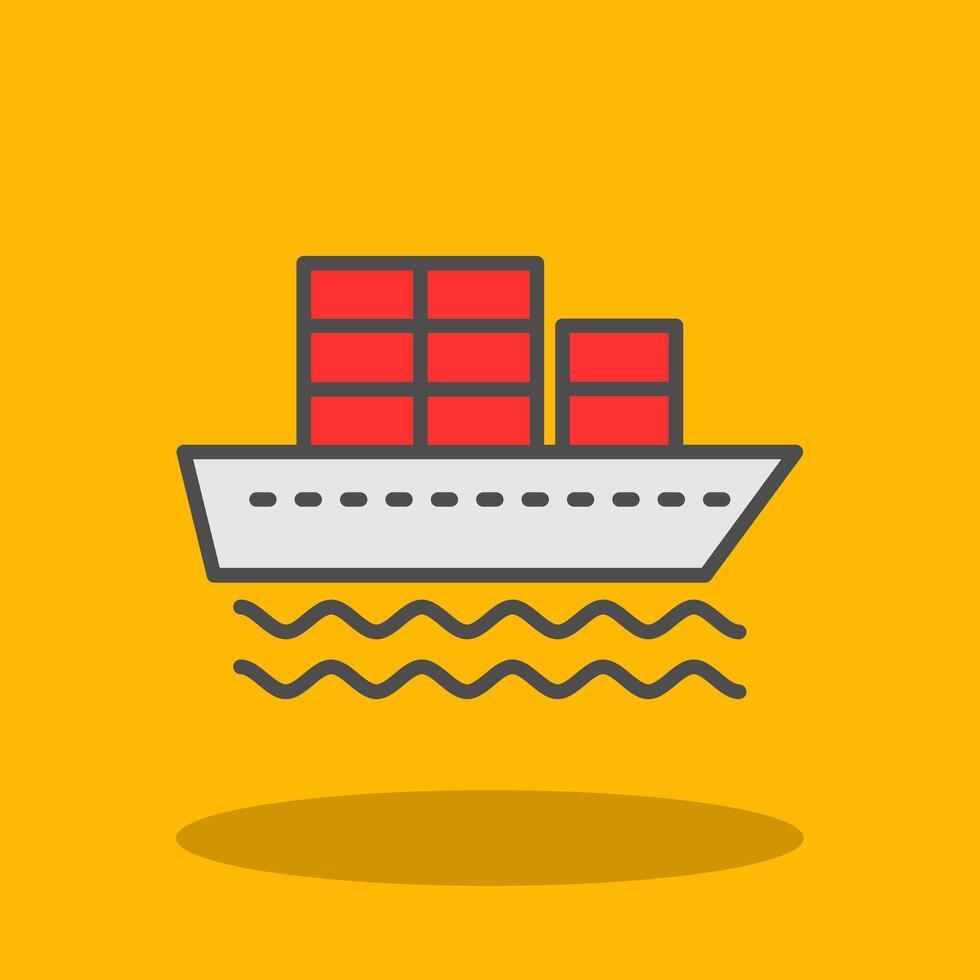 Container Ship Filled Shadow Icon vector