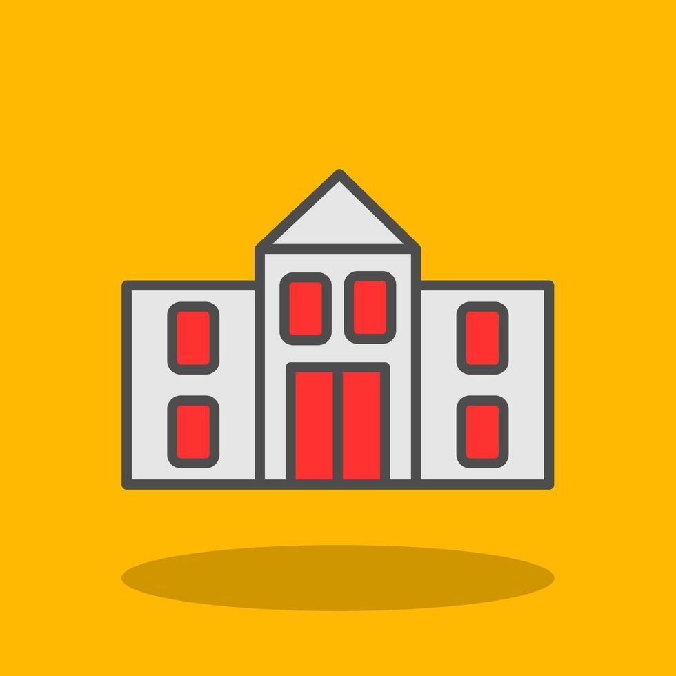 University Filled Shadow Icon vector