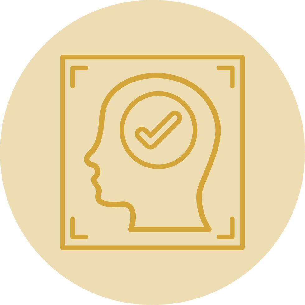 Face Recognition Line Yellow Circle Icon vector