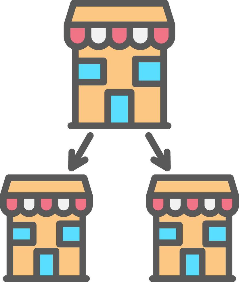 Chain Store Line Filled Light Icon vector