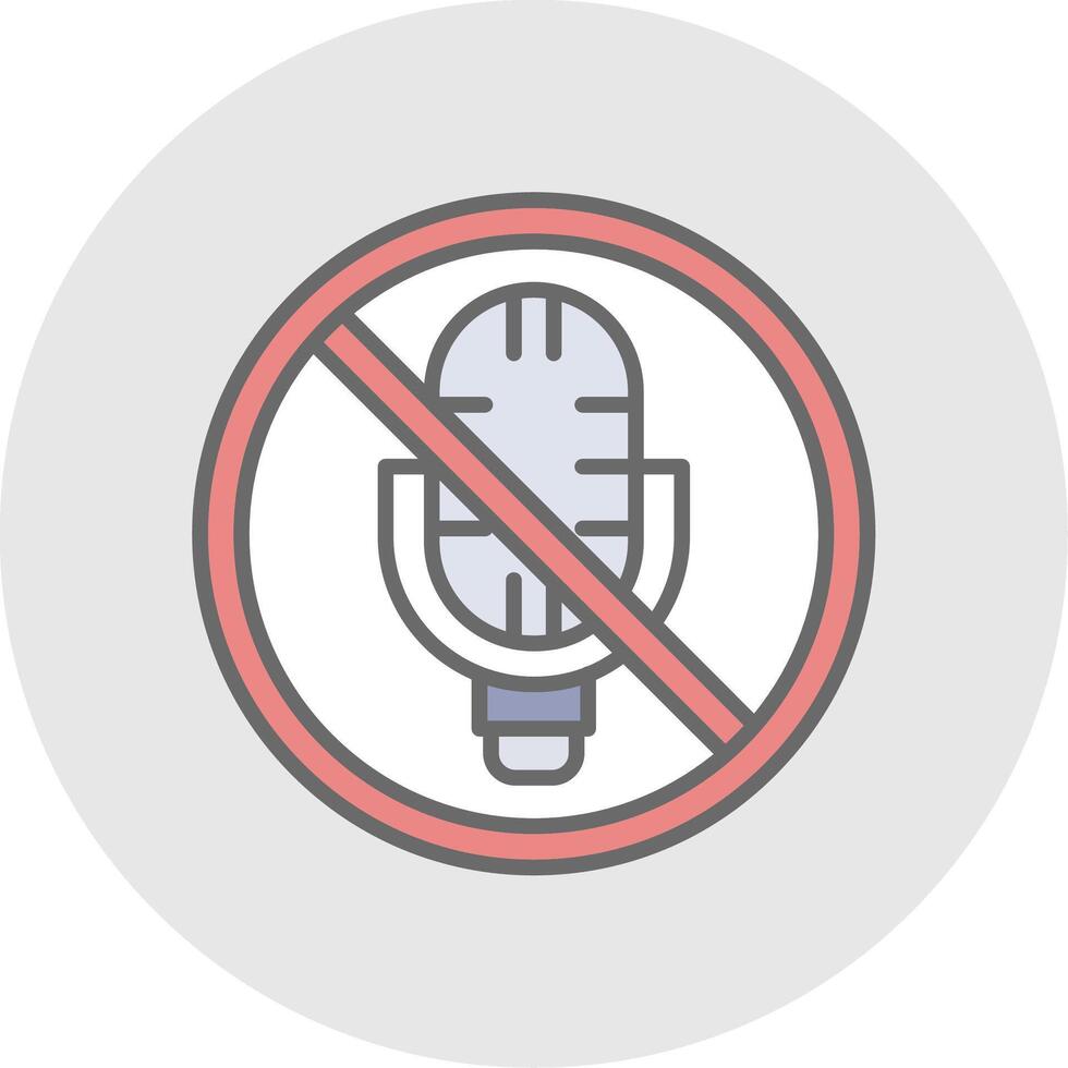 No Microphone Line Filled Light Icon vector