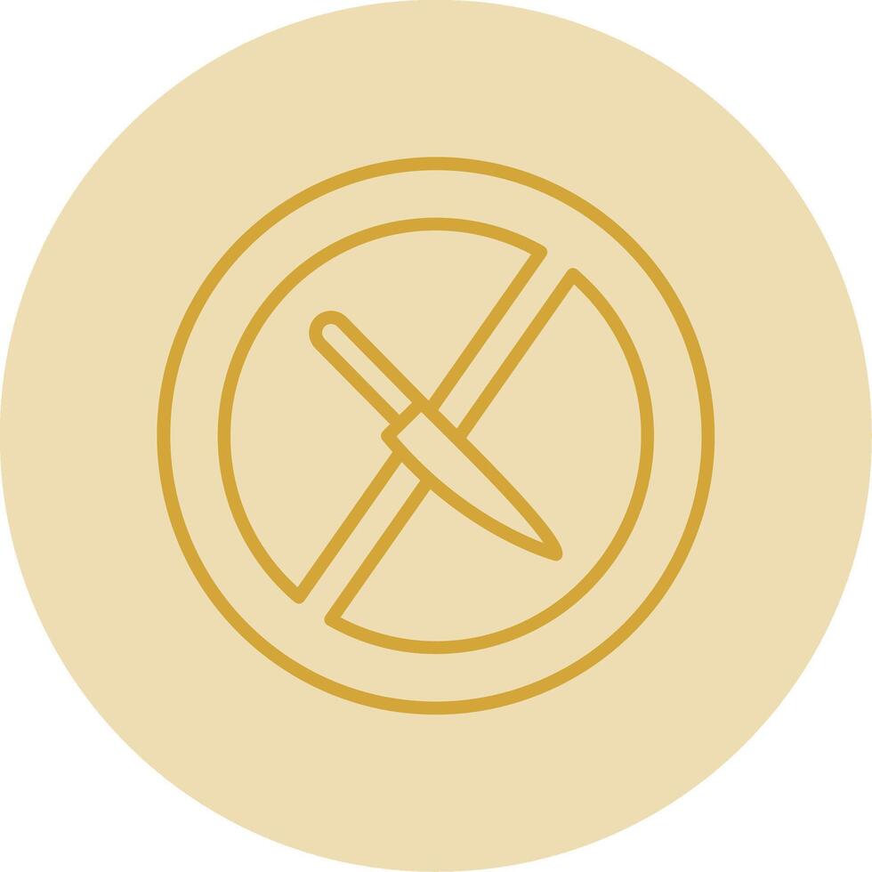 No Knife Line Yellow Circle Icon vector