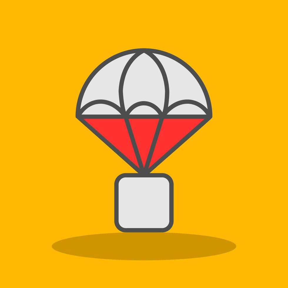 Parachute Filled Shadow Icon vector
